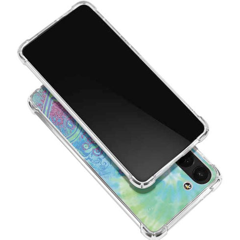 Liquid Blue Tie Dye Peace Heart Galaxy S24 FE Clear Case